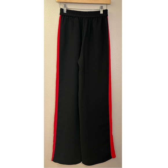 NWT Zara High Rise Wide Leg Black Pants with Red and Pink Bold Stripe - Picture 4 of 8